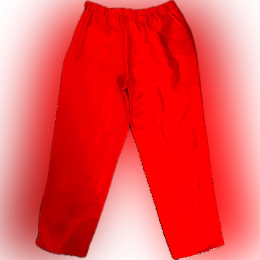 Bright Red Dress 100% Silk Cropped Pants Size 12 tall petite